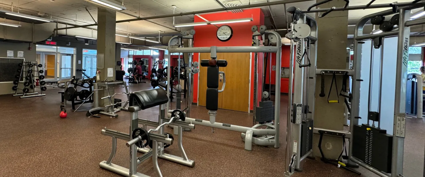 Taggart Family Y conditioning floor with various workout equipment