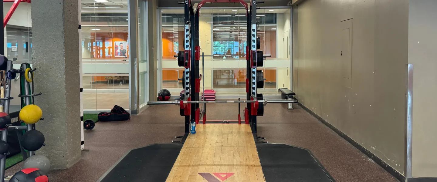 Taggart Family Y conditioning floor, a weightlifting platform