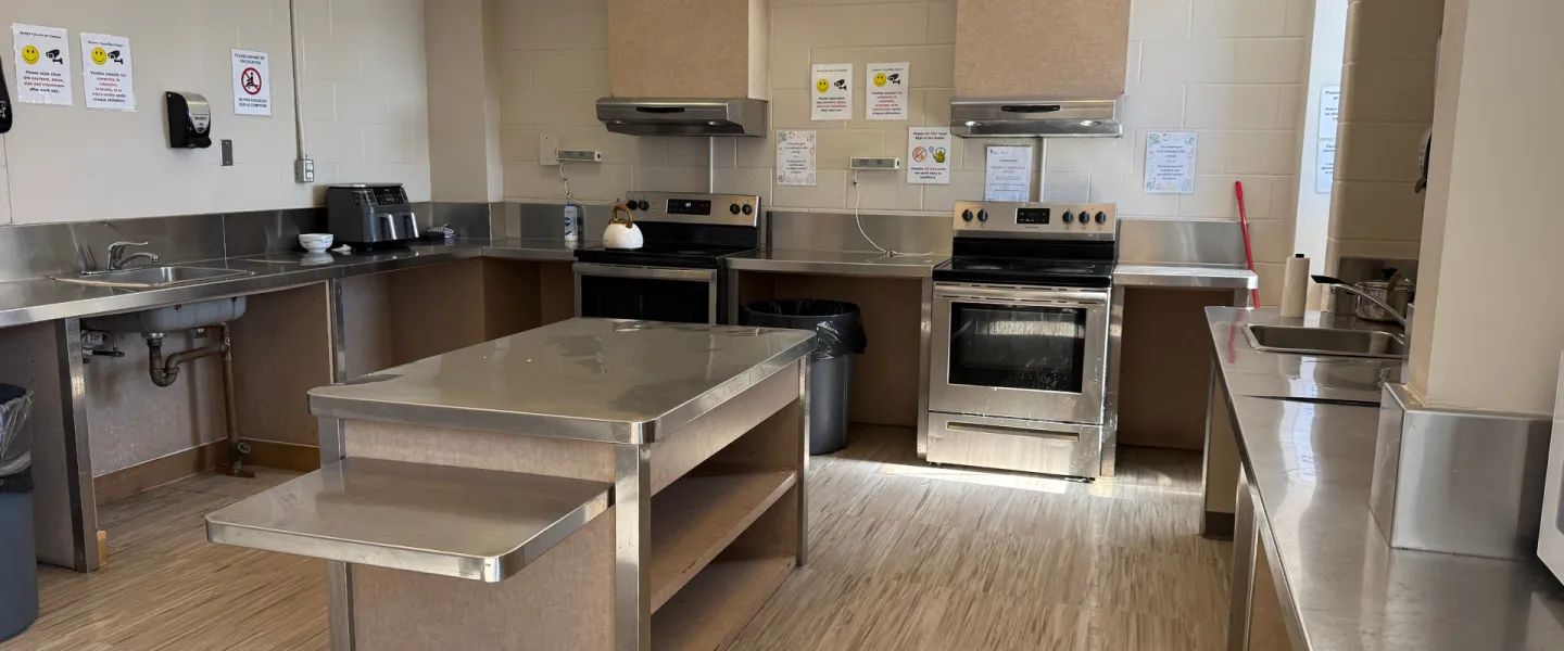 A silver kitchen with an island