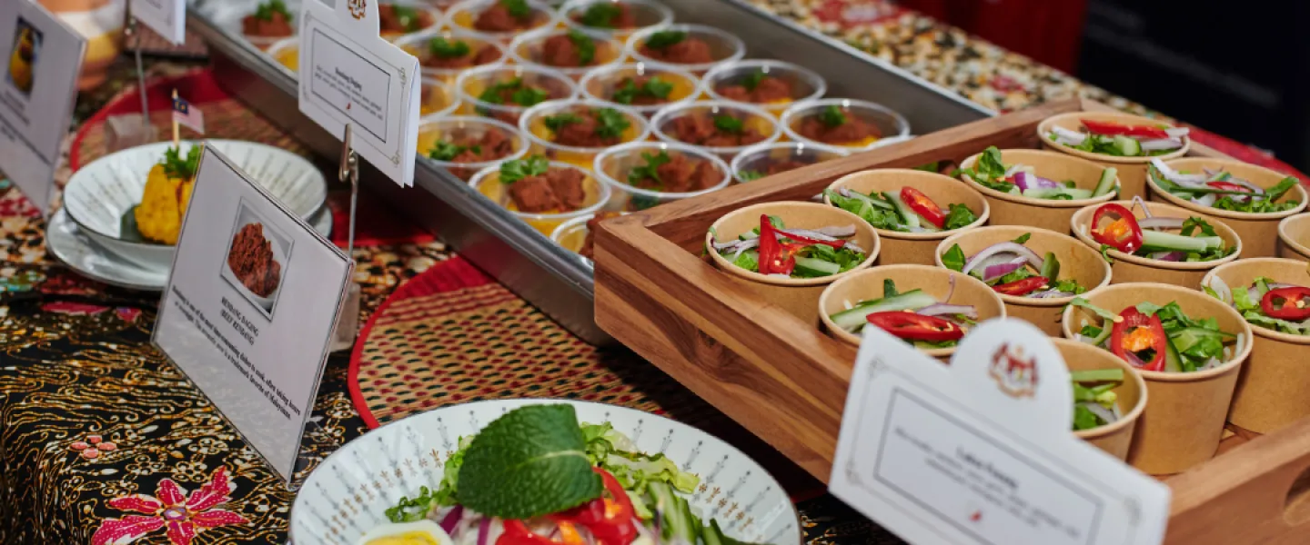 Dishes of food at the Malaysia booth