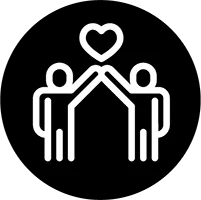 Icon of two people giving a high five with a heart above them.